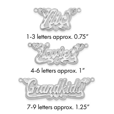 Sterling Silver/Gold-plated 3D Diamond-cut Hearts Name Plate