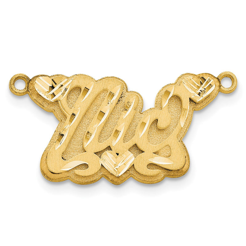 Sterling Silver/Gold-plated 3D Satin Diamond-cut Hearts Name Plate