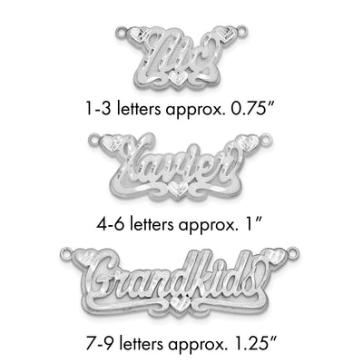 Sterling Silver/Gold-plated 3D Satin Diamond-cut Hearts Name Plate