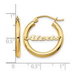 10k Yellow Gold Small Name Plate Hoop Earrings view 8