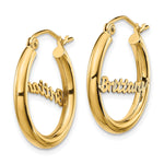 10k Yellow Gold Small Diamond-cut Name Plate Hoop Earrings view 6