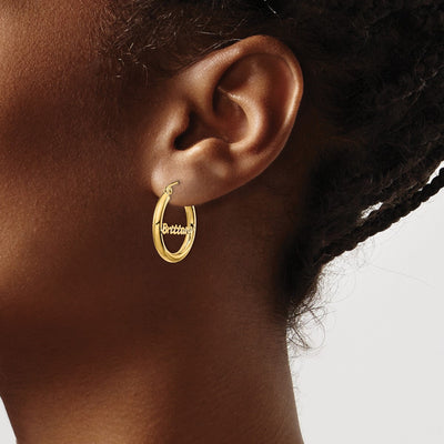 10K Yellow Gold Small Diamond-cut Name Plate Hoop Earrings