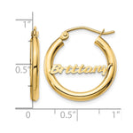 10k Yellow Gold Small Diamond-cut Name Plate Hoop Earrings view 8
