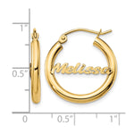 10k Yellow Gold Small Satin Diamond-cut Name Plate Hoop Earrings view 8