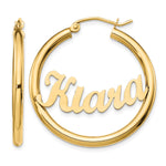 10k Yellow Gold Name Plate Hoop Earrings view 5