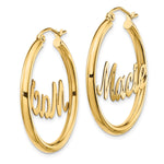 10k Yellow Gold Diamond-cut Name Plate Hoop Earrings view 6