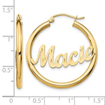 10k Yellow Gold Diamond-cut Name Plate Hoop Earrings view 8