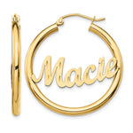 10k Yellow Gold Diamond-cut Name Plate Hoop Earrings view 5
