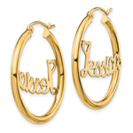 10k Yellow Gold Satin and Diamond-cut Name Plate Hoop Earrings view 6