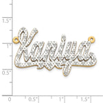 10k Yellow Gold and Rhodium 3D Diamond with Heart Name Plate view 4