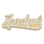 10k Yellow Gold and Rhodium 3D Diamond Name Plate view 3