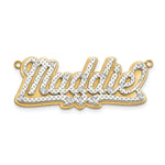 10k Yellow and Rhodium 3D Diamond Name Plate view 3