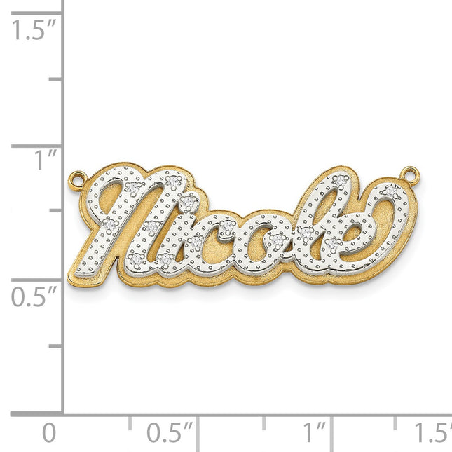 10K white gold diamond name pendant, alternate view