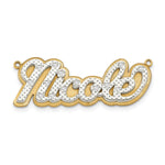 10k White Gold 3D Diamond Name Plate Pendant view 1