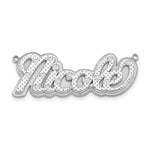 10k White Gold 3D Diamond Name Plate Pendant view 3