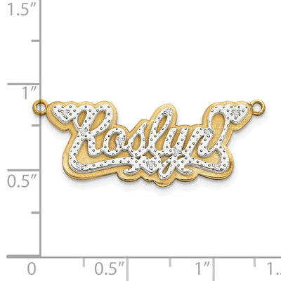 10K Yellow Gold and Rhodium 3D Diamond Name Plate