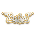 10k Yellow Gold and Rhodium 3D Diamond Name Plate view 3