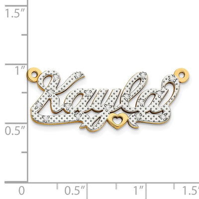 10K Yellow Gold and Rhodium 3D Diamond Name Plate