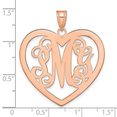 Sterling Silver/Rose-plated Large Monogram Heart Pendant