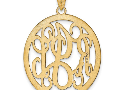 14K Yellow Gold Round Monogram Pendant, 32 x 29mm
