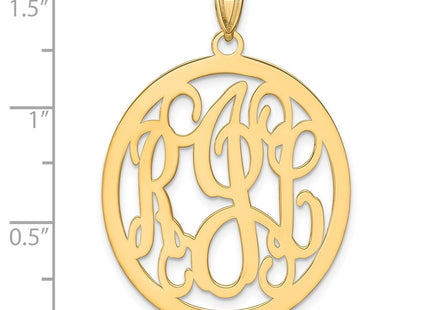 14K Yellow Gold Round Monogram Pendant, 32 x 29mm