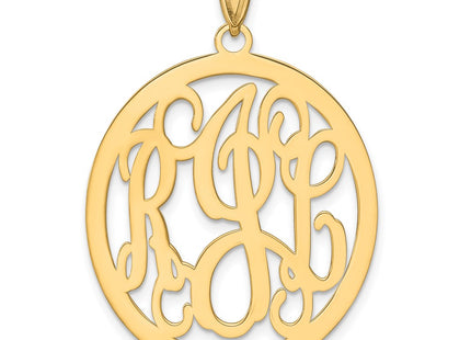 14K Yellow Gold Round Monogram Pendant, 32 x 29mm