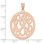 Sterling Silver/Rose-plated Round Monogram Pendant, 32 x 29mm view