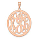 Sterling Silver/Rose-plated Round Monogram Pendant, 32 x 29mm