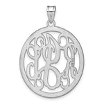 14K White Gold Round Monogram Pendant, 32 x 29mm view