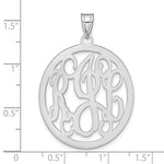 14K White Gold Round Monogram Pendant, 32 x 29mm view