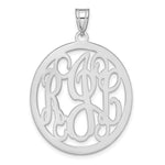 14K White Gold Round Monogram Pendant, 32 x 29mm view