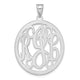 14K White Gold Round Monogram Pendant, 32 x 29mm