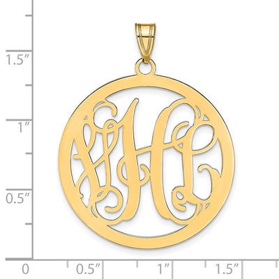 14K Yellow Gold Large Round Monogram Pendant