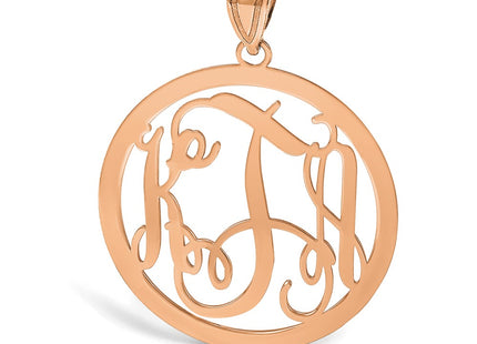 14K Rose gold Large Round Monogram Pendant