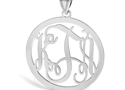 14K White Gold Large Round Monogram Pendant