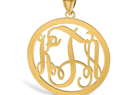 14K Yellow Gold Large Round Monogram Pendant
