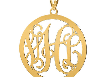 14K Yellow Gold Large Round Monogram Pendant