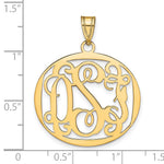 Sterling Silver/Gold-plated Round Monogram Pendant, 25 x 28mm view