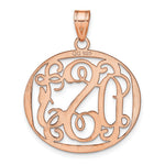 Sterling Silver/Rose-plated Round Monogram Pendant, 25 x 28mm view