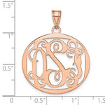 14K Rose Gold Round Monogram Pendant, 25 x 28mm view