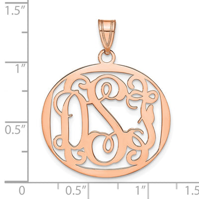 Sterling Silver/Rose-plated Round Monogram Pendant, 25 x 28mm