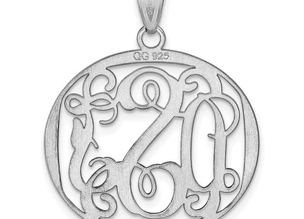 Sterling silver monogram pendant, further view