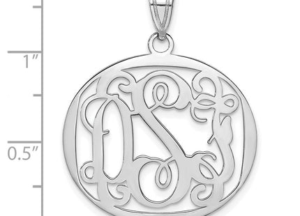 14K white gold monogram pendant, another view