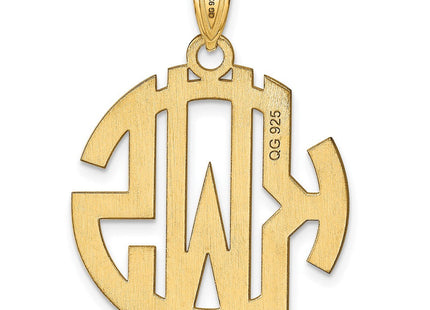 Sterling Silver/Gold-plated Round Cut-out Monogram Pendant (Style XNA501GP)
