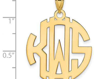 Sterling Silver/Gold-plated Round Cut-out Monogram Pendant (Style XNA501GP)