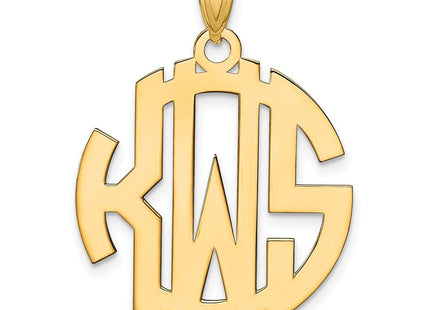 Sterling Silver/Gold-plated Round Cut-out Monogram Pendant (Style XNA501GP)