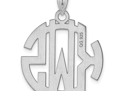 14K white gold monogram pendant, further view