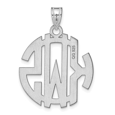 Sterling Silver/Rhodium-plated Round Cut-out Monogram Pendant, 21 x 21mm