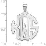 10K White Gold Round Cut-out Monogram Pendant, 21 x 21mm view