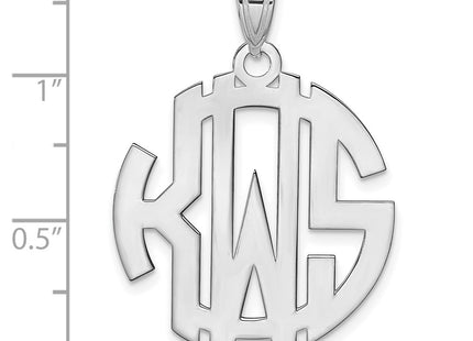 14K white gold monogram pendant, another view